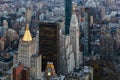 Aerial view of the modern buildings and street in Night in New York Royalty Free Stock Photo