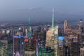 Aerial view of the modern buildings and street in Night in New York Royalty Free Stock Photo