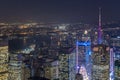 Aerial view of the modern buildings and street in Night in New York Royalty Free Stock Photo