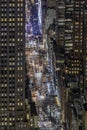 Aerial view of the modern buildings and street in Night in New York Royalty Free Stock Photo