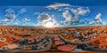 Aerial view of a modern city village in the countryside. Full spherical seamless panorama 360 degrees Royalty Free Stock Photo