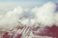 Aerial view of modern combined heat and power plant. Fuming chimney. Heavy industry from above. Power and fuel generation in Royalty Free Stock Photo