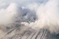 Aerial view of modern combined heat and power plant. Fuming chimney. Heavy industry from above. Power and fuel generation in Royalty Free Stock Photo