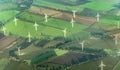 Aerial view of a modern electricity generating windmill Royalty Free Stock Photo