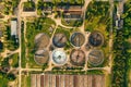 Aerial view of modern industrial sewage treatment plant