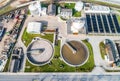 Aerial view of modern industrial sewage treatment plant beside the rhine river Royalty Free Stock Photo