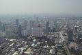 Aerial view of modern office building tower, skytrain railway st