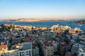 Aerial view of modern transcontinental Istanbul megalopolis city