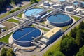 aerial view of a modern wastewater treatment facility