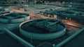 Aerial view of modern water cleaning facility. Generative Ai