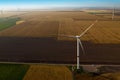 Aerial view on wind turbines. Alternative energy source Royalty Free Stock Photo