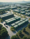 Aerial view of modular containers in a logistic park, showcasing efficient storage Royalty Free Stock Photo