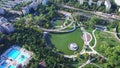 Aerial view of Moghioros park in Bucharest city, Romania