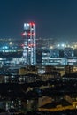 Aerial view of Mol Campus, Budapest, Hungary at night