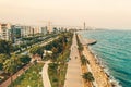 Aerial View of Molos Promenade panorama, Drone point of View. Limassol City Coast, Cyprus Royalty Free Stock Photo