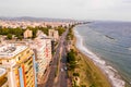 Aerial view of Molos Promenade park on the coast of Limassol city center, Cyprus