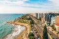 Aerial view of Molos Promenade park on the coast of Limassol city center,Cyprus