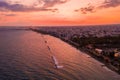 Aerial view of Molos Promenade park on coast of Limassol city centre,Cyprus. Royalty Free Stock Photo