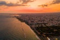 Aerial view of Molos Promenade park on coast of Limassol city centre,Cyprus.