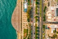 Aerial view of Molos Promenade park on coast of Limassol city centre in Cyprus. Royalty Free Stock Photo