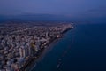 Aerial view of Molos Promenade park on coast of Limassol city centre,Cyprus. Royalty Free Stock Photo