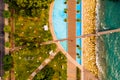 Aerial view of Molos Promenade park on coast of Limassol city centre in Cyprus. Royalty Free Stock Photo