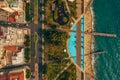 Aerial view of Molos Promenade park on coast of Limassol city centre in Cyprus. Royalty Free Stock Photo