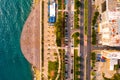 Aerial view of Molos Promenade park on coast of Limassol city centre in Cyprus. Royalty Free Stock Photo
