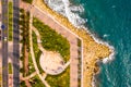 Aerial view of Molos Promenade park on coast of Limassol city centre in Cyprus. Royalty Free Stock Photo