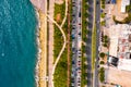 Aerial view of Molos Promenade park on coast of Limassol city centre in Cyprus. Royalty Free Stock Photo