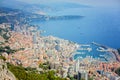 Aerial view of Monaco from La Turbie hill, view of the french Riviera Royalty Free Stock Photo