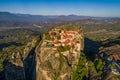 Aerial view from the Monastery of Great Meteoron in Meteora, Greece Royalty Free Stock Photo