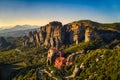 Aerial view from the Monastery Rousanou in Meteora, Greece