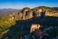 Aerial view from the Monastery Rousanou in Meteora, Greece