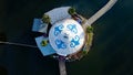 Aerial view on Mongolian white styled Yurt with blue ornaments Royalty Free Stock Photo