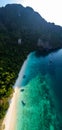 Aerial view of monkey beach in Koh Phi Phi island in Krabi, Thailand