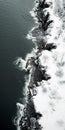 Surreal Birds-eye-view: White Snow Cliff With Juxtapositions