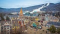 Aerial view of Mont Tremblant Ski Resort, Laurentian Mountains, Quebec, Canada Royalty Free Stock Photo