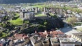 Aerial view of Montebello and Castelgrande castles at Bellinzona on Switzerland