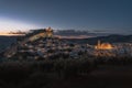 Aerial view of Montefrio city at night - Montefrio, Granada Province, Andalusia, Spain Royalty Free Stock Photo