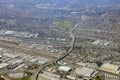 Aerial view of East Los Angeles, Bandini, view from window seat Royalty Free Stock Photo