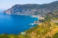 Monterosso al Mare in 5 terre, ligurian cost, mediterranean sea, La Spezia province, Italy. Royalty Free Stock Photo