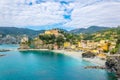 aerial view of monterosso al mare village which is part of the famous cinque terre region in Italy....IMAGE Royalty Free Stock Photo