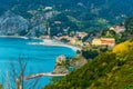 aerial view of monterosso al mare village which is part of the famous cinque terre region in Italy....IMAGE Royalty Free Stock Photo