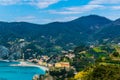 aerial view of monterosso al mare village which is part of the famous cinque terre region in Italy....IMAGE Royalty Free Stock Photo