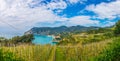 aerial view of monterosso al mare village which is part of the famous cinque terre region in Italy....IMAGE Royalty Free Stock Photo