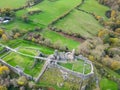 Aerial view Montgomery Castle in Powys, Wales. Royalty Free Stock Photo