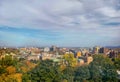 Aerial view of Montreal downtown with orange trees in autumn in Quebec Canada Royalty Free Stock Photo