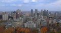 Aerial view of Montreal skyline in autumn at dusk Royalty Free Stock Photo