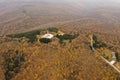 Aerial view at monument Freedom on Fruska Gora mountain, near Novi Sad, Serbia